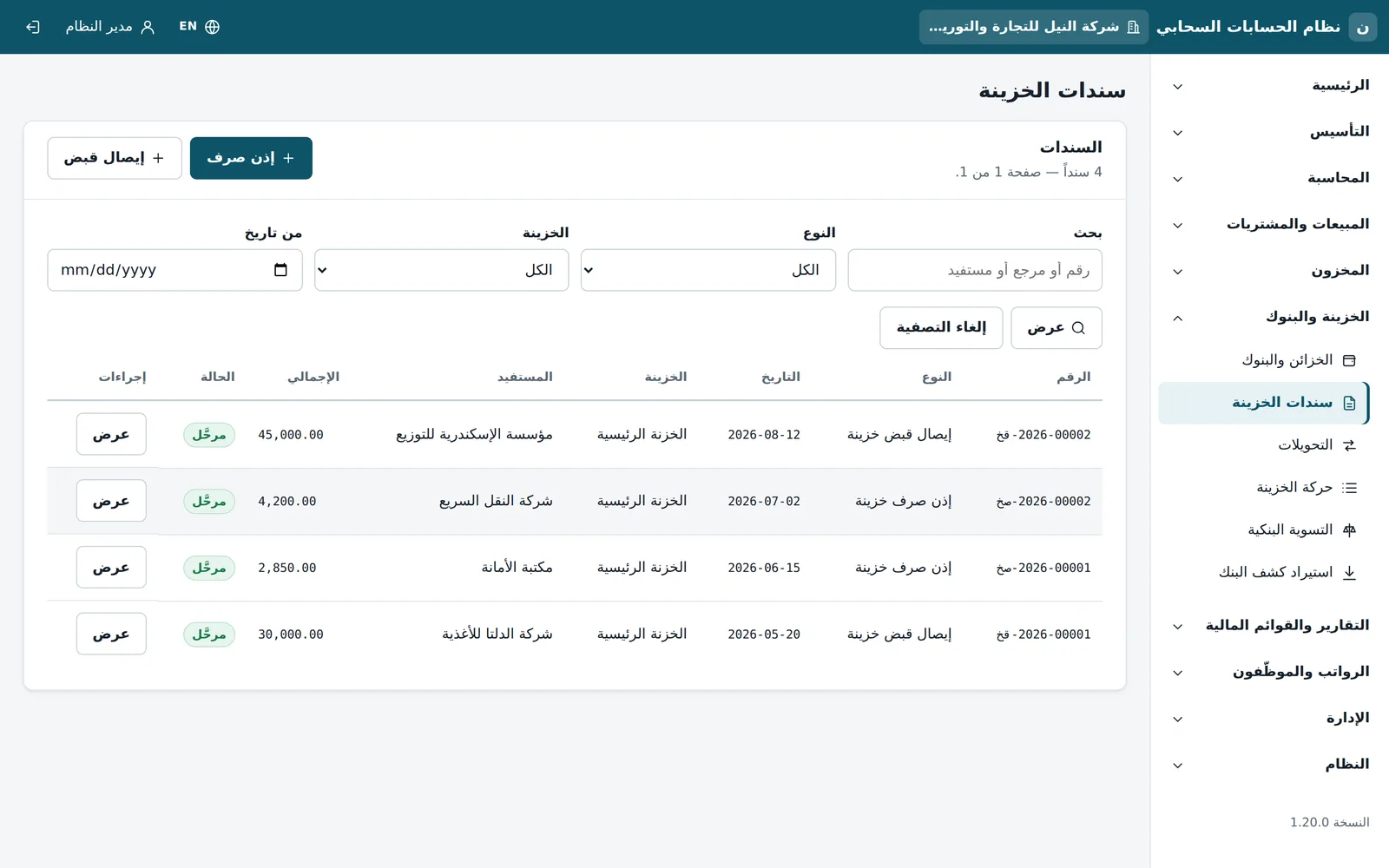 Daftrix: الخزينة